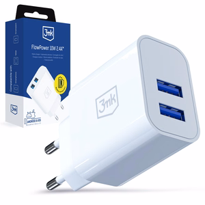 3mk FlowPower 10W 2.4A 2A seinälaturi - valkoinen