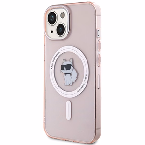 Karl Lagerfeld IML Choupette MagSafe Suojakuori iPhone 15:lle - vaaleanpunainen