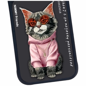 Nimmy Glasses Cool Cat Suojakuori iPhone 17 Pro:lle - Musta