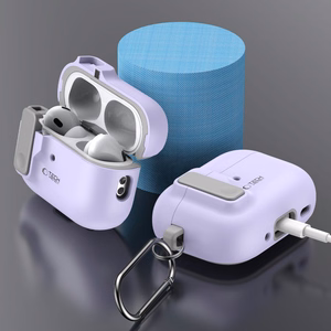 Tech-Protect Slim Hook Suojakuori karabiinilla Apple AirPods Pro 1 / 2:lle - violetti