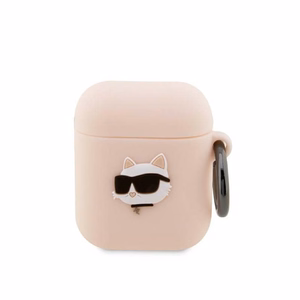 Karl Lagerfeld KLA2RUNCHP Silicone Choupette Head 3D case for AirPods 1 / 2, pink