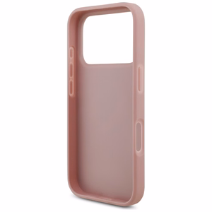 Guess PU Fixed Glitter 4G Metal Logo -kuori Apple iPhone 18 Pro -puhelimelle, vaaleanpunainen