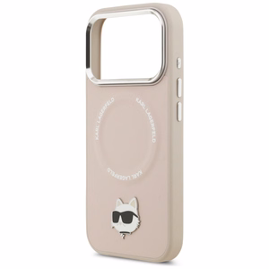 Karl Lagerfeld Choupette Pin MagSafe Suojakuori iPhone 17 Pro Max:lle - Vaaleanpunainen