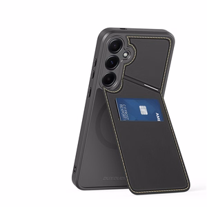 Dux Ducis Rafi II Suojakuori Samsung Galaxy S25:lle jalustalla ja lompakolla - Musta