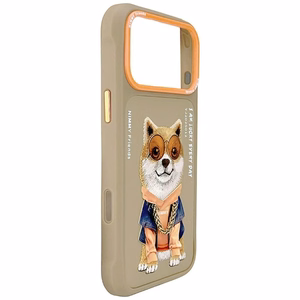 Beige NIMMY SIISTI SILMÄLASIPÄINEN KOIRA suojakuori IPHONE 18 Pro/17 Pro -puhelimelle