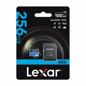 Lexar High-Performance 633x microSDXC 256 GB -muistikortti + SD-sovitin