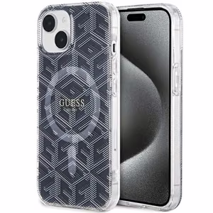 Guess IML GCube MagSafe Suojakuori iPhone 15 / 14 / 13:lle - musta