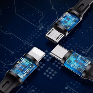 Baseus Golden Loop 3-in-1 sisäänvedettävä kaapeli USB - micro USB + Lightning + USB-C 1,2 m 3,5A musta