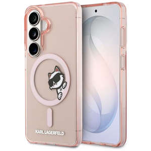 Karl Lagerfeld suojakuori IML Peekaboo Choupette MagSafe Samsung Galaxy S26:lle pinkki