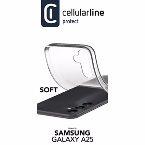Cellularline Soft suojakuori Samsung Galaxy A25 5G -laitteelle, läpinäkyvä