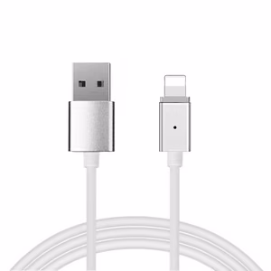 Magneettinen kaapeli Type 1 - USB - Lightning - irrotettavalla liittimellä iPhone 5 / 6 / 7 / 8 / X 1 metri hopeinen (blisteripakkaus)