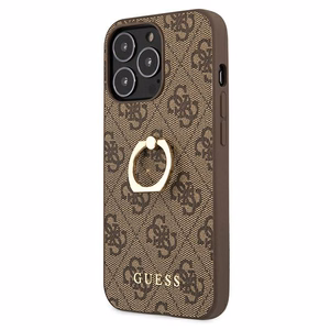 Guess GUHCP13L4GMRBR iPhone 13 Pro / 13 6.1" ruskea/ruskea kovakotelo 4G rengastelineellä varustettuna