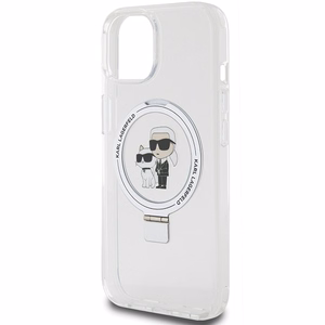 Karl Lagerfeld KLHMP15SHMRSKCH iPhone 15 / 14 / 13 6.1 valkoinen/valkoinen kovakuori Ring Stand Karl&Choupette MagSafe