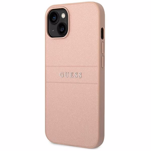 Guess GUHCP14MPSASBPI Saffiano with Metal Logo suojakuori laitteelle iPhone 14 Plus, vaaleanpunainen