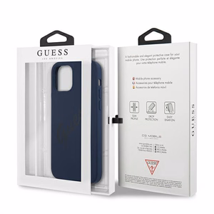 Guess GUHCP12LLSVSBL iPhone 12 Pro Max 6.7" sininen/sininen kovakotelo Script Vintage