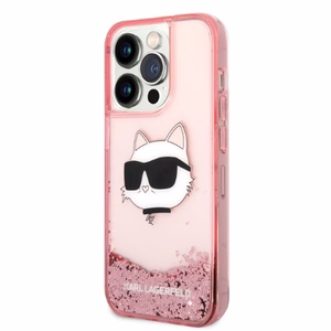 Karl Lagerfeld KLHCP14XLNCHCP iPhone 14 Pro Max 6.7" vaaleanpunainen/vaaleanpunainen kovakuori Glitter Choupette Head