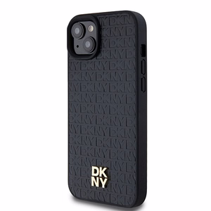 DKNY Nahkainen Kuvio Metallinen Logo MagSafe Suojakuori iPhone 15/14/13:lle - musta