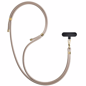 3mk EasyClip Elite puhelimen kaulahihna, Taupe (kultaiset osat)