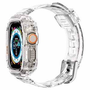 Spigen Rugged Armor Pro -suojakuori ja hihna Apple Watch Ultra 49 mm:lle (läpinäkyvä)