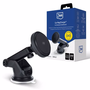 Auton laturi-pidike 3mk Car MagCharger 15W tuulilasi/kojelauta musta
