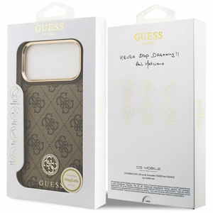 GUESS Suojakuori IPHONE 17 Pro Max MagSafe GUHMP17XP4GRMDEW (PU W/ 4G Strass Logo) ruskea