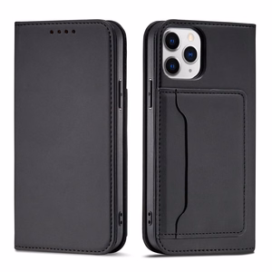 Magneettikorttikotelo iPhone 12 Pro Kotelo kortti lompakko kortin haltija Musta