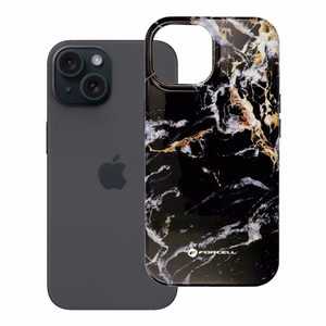 Case for iPhone 15 Forcell F-Protect Mirage compatible with Magsafe Military Drop-Test black marble