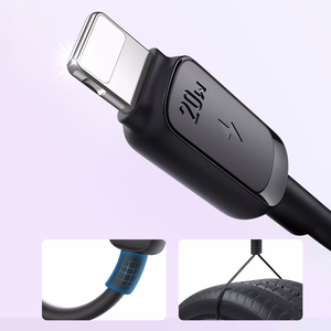 Joyroom Multi-Color Series A14 USB-C / Lightning Kaapeli 20W 1.2m - musta