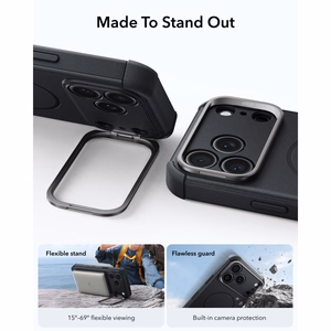 ESR Cyber Tough Kickstand MagSafe suojakuori malleille iPhone 18 Pro / 17 Pro, musta