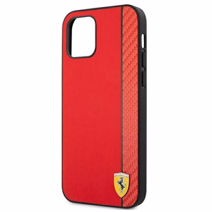 Ferrari FESAXHCP12LRE iPhone 12 Pro Max 6.7" punainen/punainen kovakotelo On Track Carbon Stripe