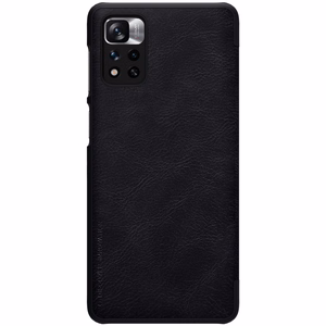 Nillkin Qin Asia Asia Xiaomi Redmi Note 11 Pro + (Kiina) / Redmi Note 11 Pro (Kiina) / Mi11i HyperCharge Camera Protector Holster Cover Flip Case Musta