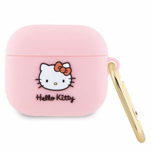 Hello Kitty Silicone 3D Kitty Head suojakuori AirPods 3:lle - vaaleanpunainen