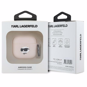 Karl Lagerfeld silikoni Choupette Head 3D kotelo AirPods 4 - pinkki