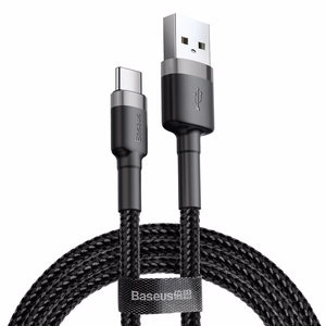 USB-kaapeli Baseus Cafule Type-C 1,0m 3A harmaa-musta CATKLF-BG1