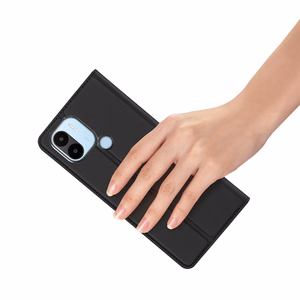 Dux Ducis Skin Pro suojakuori Xiaomi Redmi A1+:lle läppäsuojus korttilokerolla lompakko jalusta musta