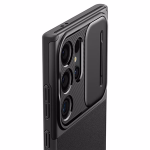 Spigen Optik Armor suojakuori Samsung Galaxy S24 Ultra:lle musta
