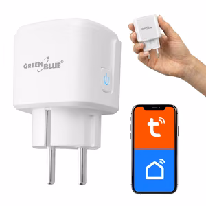 GreenBlue Remote-Controlled WiFi Outlet, Android/iOS/Alexa/Google Home, Timer, Wattmeter, Max 16A/3840W, GB735 W