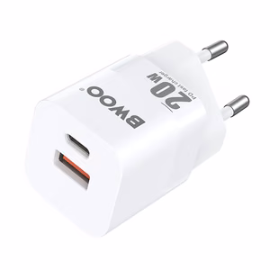 BWOO CDA156 PD seinälaturi 1x USB-C 1x USB 20W valkoinen