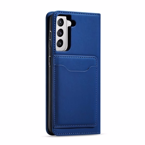 Magneettikorttikotelo Kotelo Samsung Galaxy S22 + (S22 Plus) Kotelo Lompakko Kortinhaltija Sininen