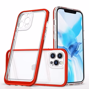 Kirkas 3in1 kotelo iPhone 12 Pro kehys geelisuojus punainen