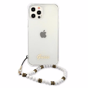 Guess GUHCP12LKPSWH iPhone 12 Pro Max 6.7" läpinäkyvä kovakotelo Valkoinen helmi