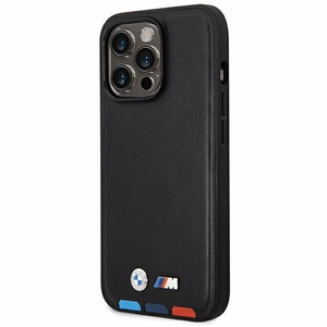 Kotelo BMW BMHMP14X22PTDK iPhone 14 Pro Max 6.7 "musta / musta nahka leima Tricolor Magsafe