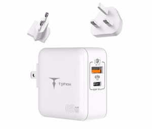 SEINÄLATURI T-PHOX MEGA T-PP09 GAN PD 65W USB/USB-C VALKOINEN