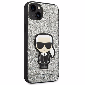 Karl Lagerfeld KLHCP14MGFKPG iPhone 14 Plus 6.7 "kovakotelo hopea / hopea Glitter Flakes Ikonik Glitter Flakes Ikonik
