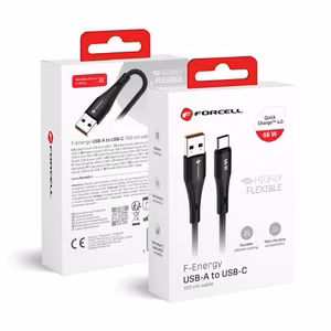 FORCELL F-ENERGY C342 kaapeli USB A - Type C QC4.0 3A 66W silikoninen 1 m musta