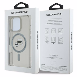 Karl Lagerfeld IML Metal Karl&Choupette Head MagSafe Case for iPhone 16 Pro - Black