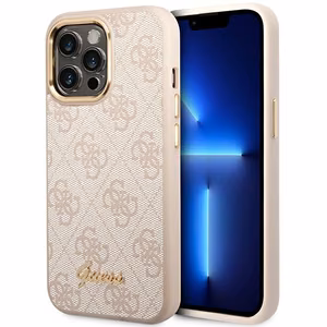 Guess 4G Vintage Gold Logo kotelo iPhone 14 Pro - vaaleanpunainen - vaaleanpunainen