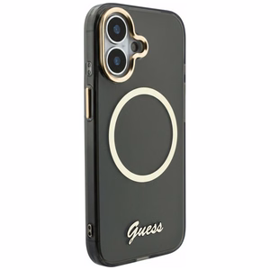 Guess IML Script Metal MagSafe Suojakuori iPhone 17:lle - musta