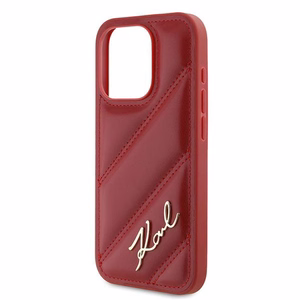 Karl Lagerfeld Diagonal Quilted Script Suojakuori iPhone 15 Pro:lle - punainen