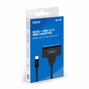SAVIO AK-69 sovitin USB-C 3.1 Gen 1 (U) – SATA (N) 2,5″ asemille